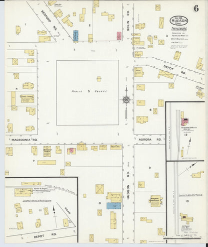 Sanborn Fire Insurance Map from Hudson, Summit County, Ohio (1916), Sheet #0006 - Historic Sanborn Fire Insurance Map Print, vintage old map wall art, antique decor, genealogy gift, Ohio Ohio map