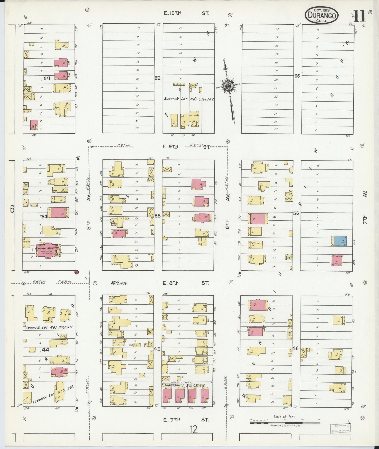 Sanborn Fire Insurance Map from Durango, La Plata County, Colorado (1919), Sheet #0011 - Complete Map Set gallery image, historic Sanborn map, vintage wall art, Colorado Colorado