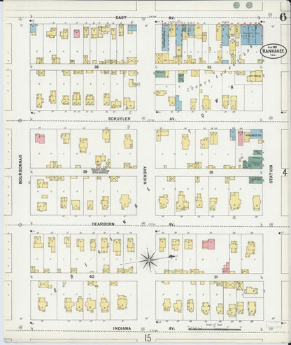 Sanborn Fire Insurance Map from Kankakee, Kankakee County, Illinois (1901), Sheet #0006 - Complete Map Set gallery image, historic Sanborn map, vintage wall art, Illinois Illinois