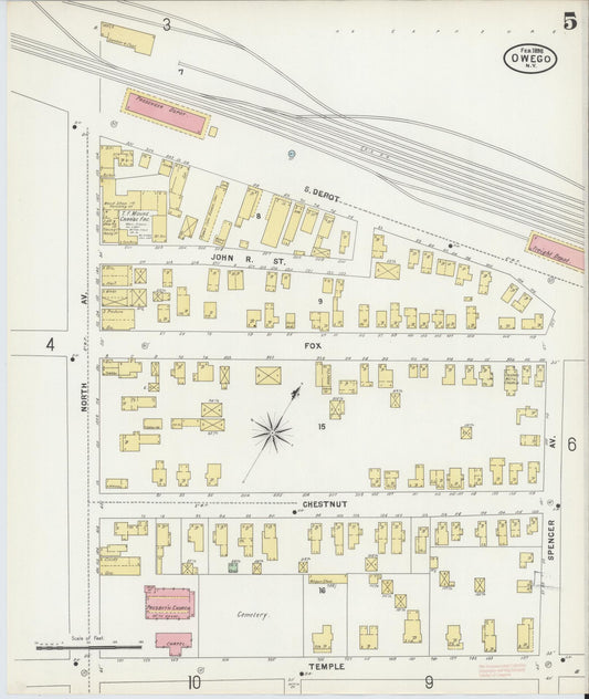 Sanborn Fire Insurance Map from Owego, Tioga County, New York (1898), Sheet #0005 - Historic Sanborn Fire Insurance Map Print, vintage old map wall art, antique decor, genealogy gift, New York New York map