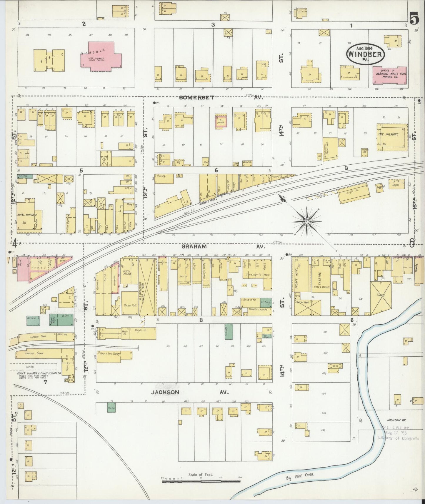 Sanborn Fire Insurance Map from Windber, Somerset County, Pennsylvania (1904), Sheet #0005 - Historic Sanborn Fire Insurance Map Print, vintage old map wall art, antique decor, genealogy gift, Pennsylvania Pennsylvania map