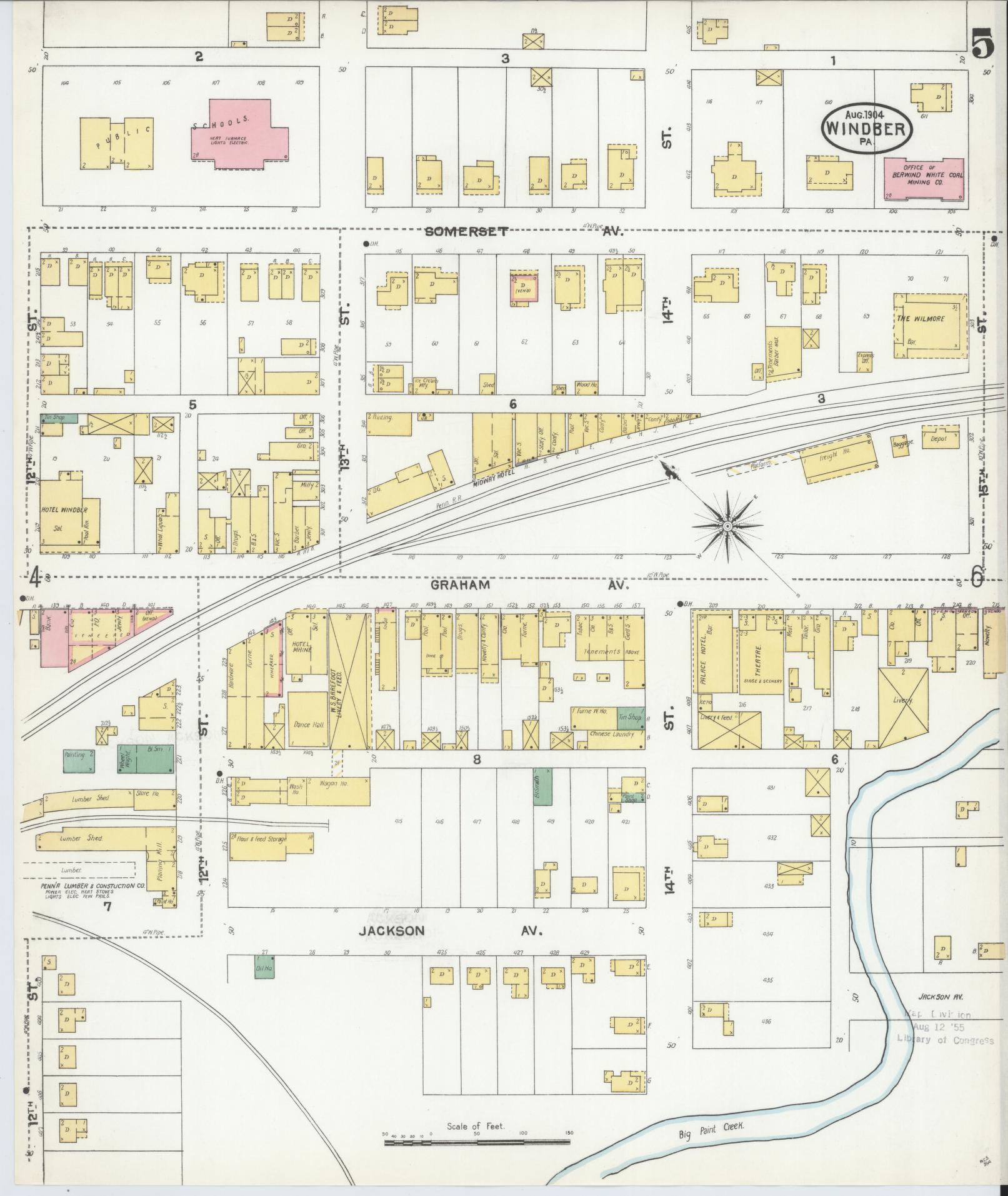 Sanborn Fire Insurance Map from Windber, Somerset County, Pennsylvania (1904), Sheet #0005 - Historic Sanborn Fire Insurance Map Print, vintage old map wall art, antique decor, genealogy gift, Pennsylvania Pennsylvania map