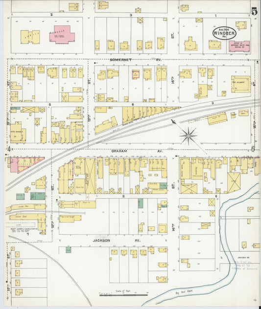 Sanborn Fire Insurance Map from Windber, Somerset County, Pennsylvania (1904), Sheet #0005 - Historic Sanborn Fire Insurance Map Print, vintage old map wall art, antique decor, genealogy gift, Pennsylvania Pennsylvania map
