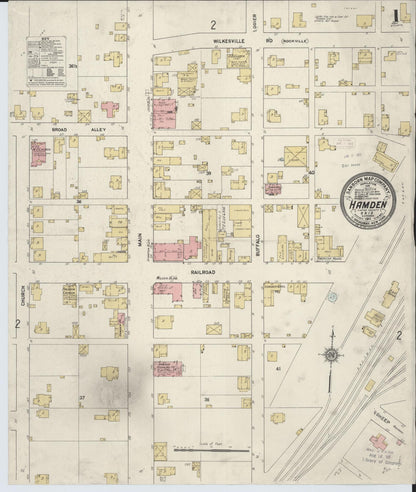 Sanborn Fire Insurance Map from Hamden, Vinton County, Ohio (1911), Sheet #0001 - Historic Sanborn Fire Insurance Map Print, vintage old map wall art, antique decor, genealogy gift, Ohio Ohio map