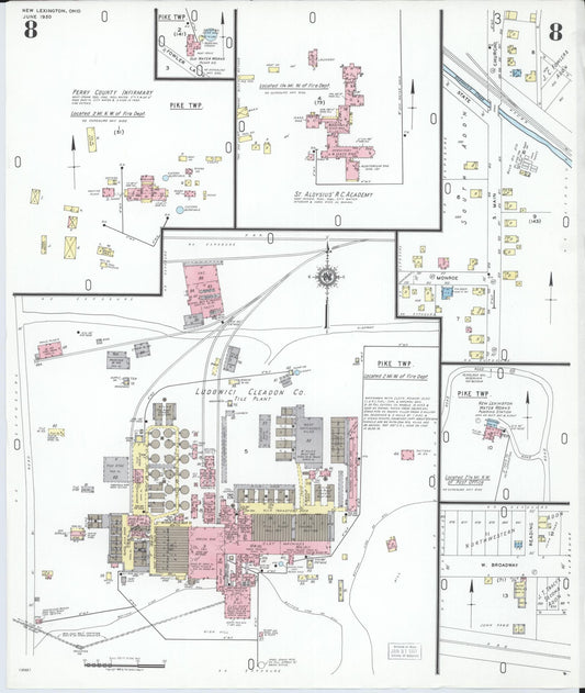 Sanborn Fire Insurance Map from New Lexington, Perry County, Ohio (1950), Sheet #0008 - Historic Sanborn Fire Insurance Map Print, vintage old map wall art, antique decor, genealogy gift, Ohio Ohio map
