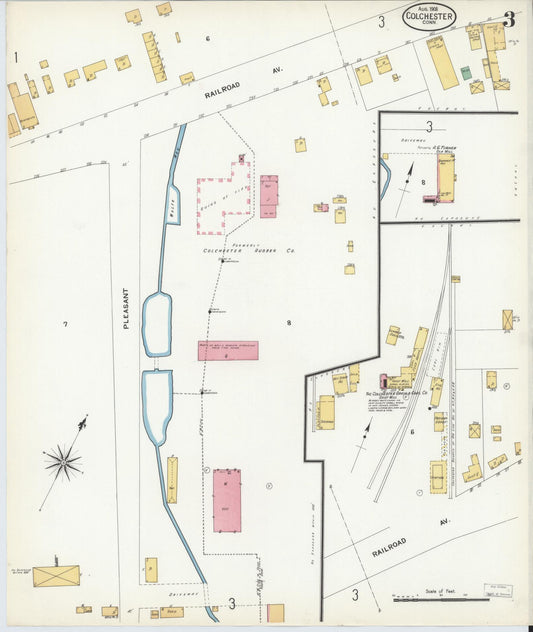 Sanborn Fire Insurance Map from Colchester, New London County, Connecticut (1908), Sheet #0003 - Historic Sanborn Fire Insurance Map Print, vintage old map wall art, antique decor, genealogy gift, Connecticut Connecticut map