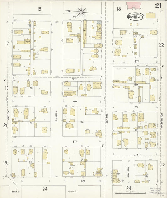 Sanborn Fire Insurance Map from Baker, Baker County, Oregon (1903), Sheet #0021 - Historic Sanborn Fire Insurance Map Print, vintage old map wall art, antique decor, genealogy gift, Oregon Oregon map