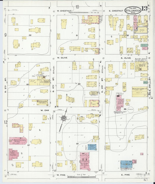 Sanborn Fire Insurance Map from Stillwater, Washington County, Minnesota (1910), Sheet #0013 - Historic Sanborn Fire Insurance Map Print, vintage old map wall art, antique decor, genealogy gift, Minnesota Minnesota map