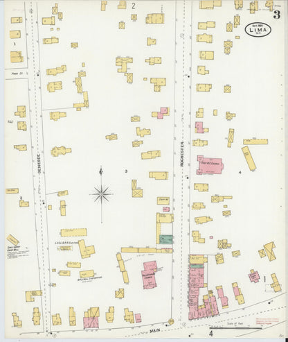Sanborn Fire Insurance Map from Lima, Livingston County, New York (1904), Sheet #0003 - Complete Map Set gallery image, historic Sanborn map, vintage wall art, New York New York