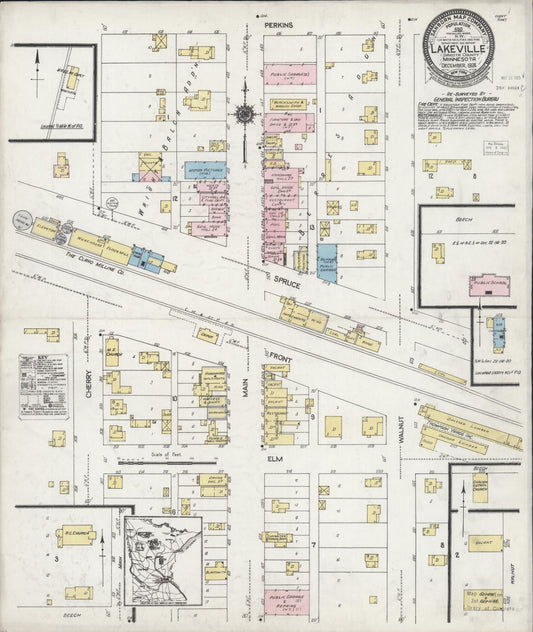 Sanborn Fire Insurance Map from Lakeville, Dakota County, Minnesota (1924), Sheet #0001 - Historic Sanborn Fire Insurance Map Print, vintage old map wall art, antique decor, genealogy gift, Minnesota Minnesota map