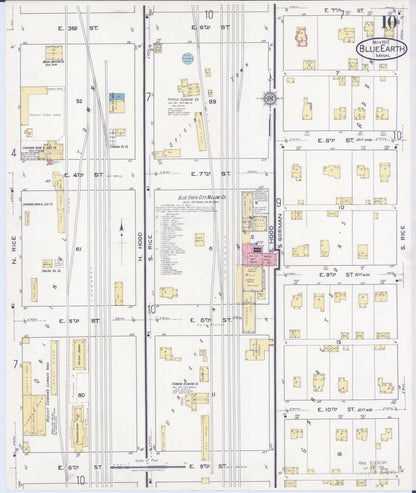 Sanborn Fire Insurance Map from Blue Earth, Faribault County, Minnesota (1917), Sheet #0010 - Historic Sanborn Fire Insurance Map Print, vintage old map wall art, antique decor, genealogy gift, Minnesota Minnesota map