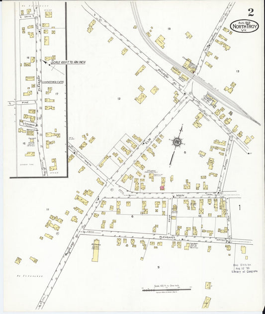 Sanborn Fire Insurance Map from North Troy, Orleans County, Vermont (1919), Sheet #0002 - Historic Sanborn Fire Insurance Map Print, vintage old map wall art, antique decor, genealogy gift, Vermont Vermont map