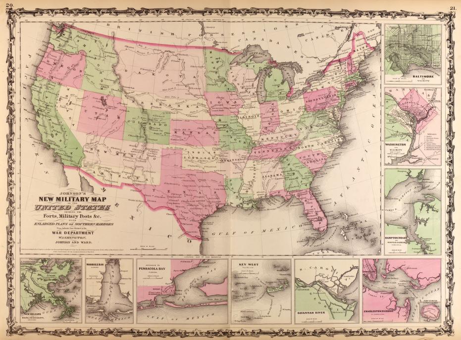 Johnson's new illustrated (steel plate) family atlas, with descriptions, geographical, statistical, and historical Civil War Map (1863) - Historic Battlefield Map Reprint