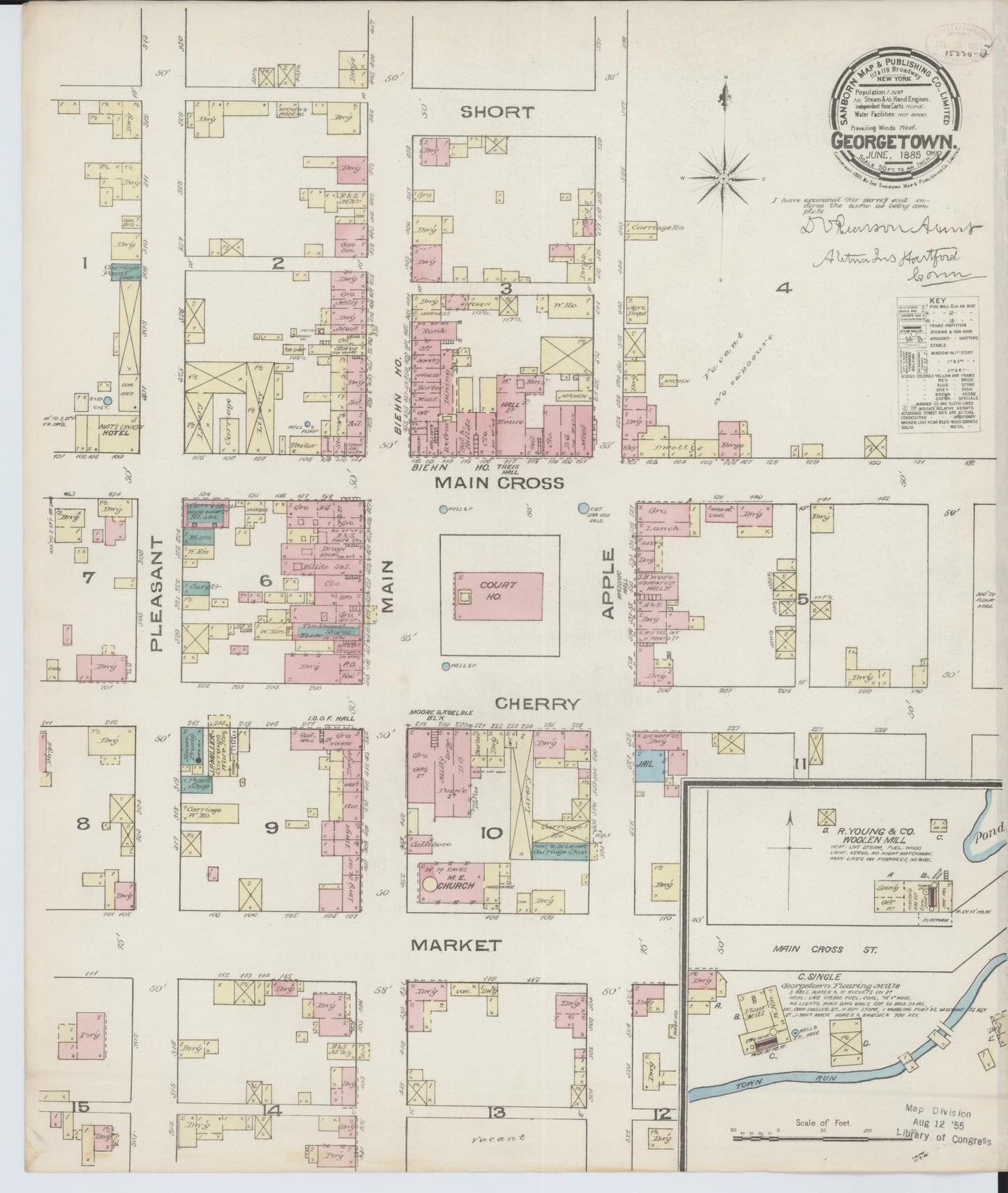 Sanborn Fire Insurance Map from Georgetown, Brown County, Ohio (1885), Sheet #0001 - Historic Sanborn Fire Insurance Map Print, vintage old map wall art, antique decor, genealogy gift, Ohio Ohio map