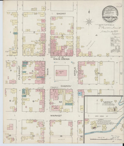Sanborn Fire Insurance Map from Georgetown, Brown County, Ohio (1885), Sheet #0001 - Historic Sanborn Fire Insurance Map Print, vintage old map wall art, antique decor, genealogy gift, Ohio Ohio map