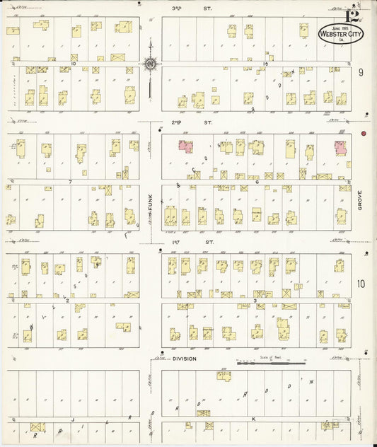 Sanborn Fire Insurance Map from Webster City, Hamilton County, Iowa (1915), Sheet #0012 - Historic Sanborn Fire Insurance Map Print, vintage old map wall art