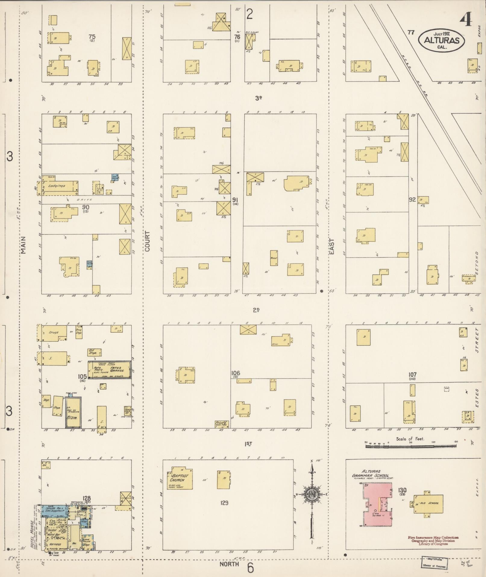 Sanborn Fire Insurance Map from Alturas, Modoc County, California (1912), Sheet #0004 - Historic Sanborn Fire Insurance Map Print, vintage old map wall art, antique decor, genealogy gift, California California map