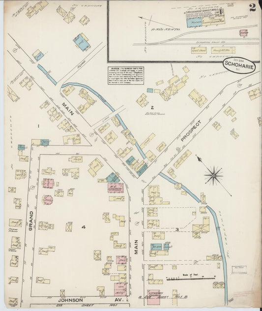 Sanborn Fire Insurance Map from Schoharie, Schoharie County, New York (1884), Sheet #0002 - Historic Sanborn Fire Insurance Map Print, vintage old map wall art, antique decor, genealogy gift, New York New York map