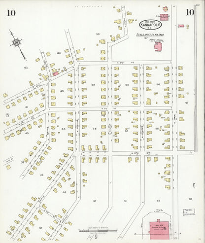 Sanborn Fire Insurance Map from Kannapolis, Rowan And Cabarrus Counties, North Carolina (1926), Sheet #0010 - Complete Map Set gallery image, historic Sanborn map, vintage wall art, North Carolina North Carolina