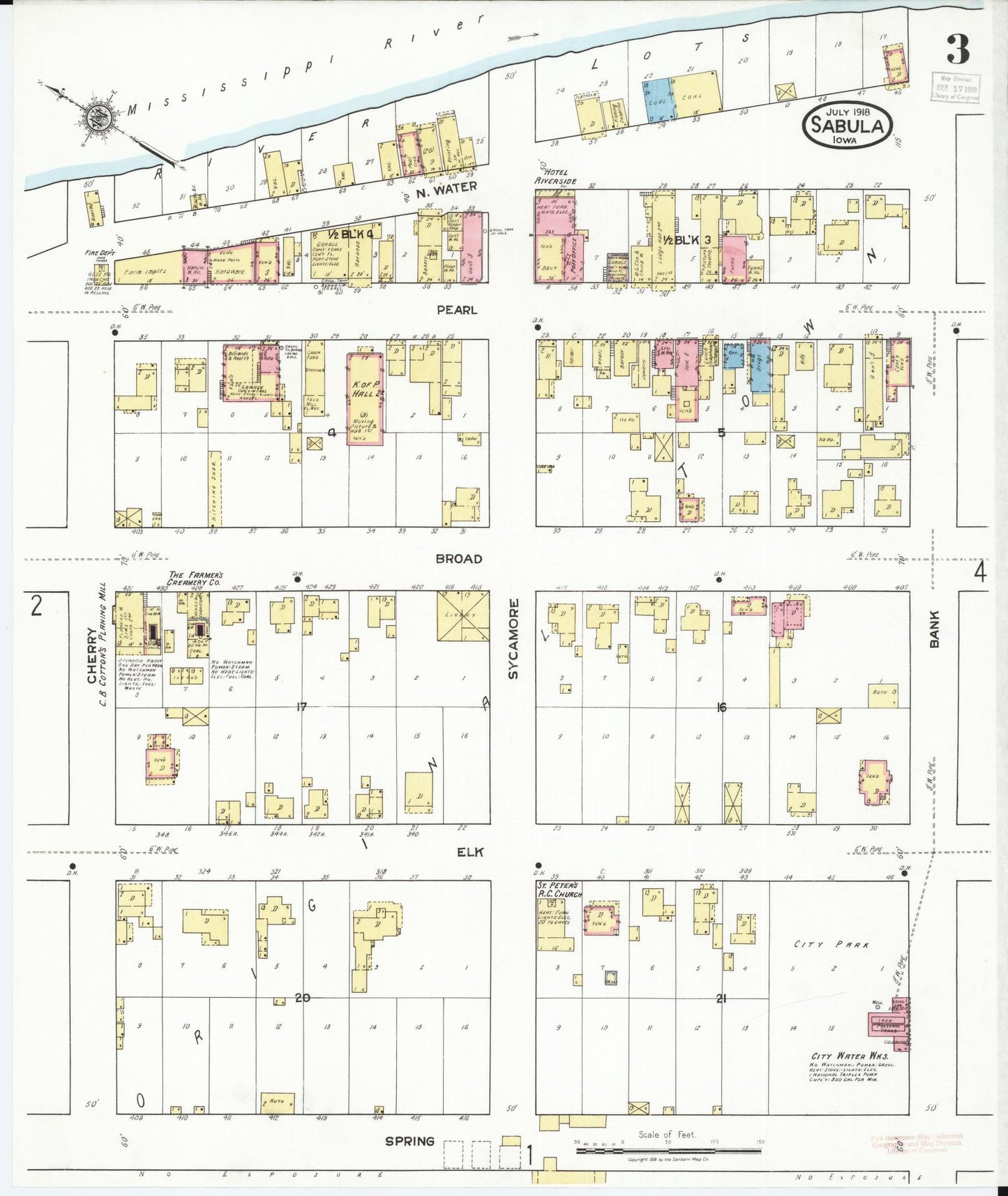 Sanborn Fire Insurance Map from Sabula, Jackson County, Iowa (1918), Sheet #0003 - Historic Sanborn Fire Insurance Map Print
