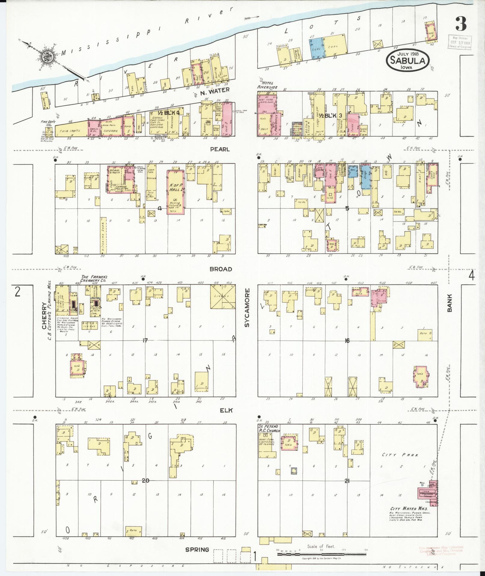 Sanborn Fire Insurance Map from Sabula, Jackson County, Iowa (1918), Sheet #0003 - Historic Sanborn Fire Insurance Map Print