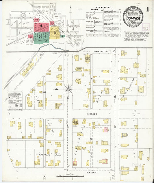 Sanborn Fire Insurance Map from Sumner, Bremer County, Iowa (1905), Sheet #0001 - Historic Sanborn Fire Insurance Map Print, vintage old map wall art
