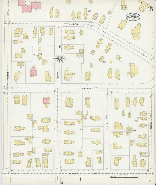 Sanborn Fire Insurance Map from Camden, Oneida County, New York (1906), Sheet #0005 - Historic Sanborn Fire Insurance Map Print, vintage old map wall art, antique decor, genealogy gift, New York New York map