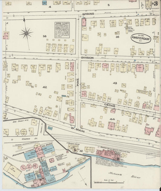 Sanborn Fire Insurance Map from Amsterdam, Montgomery County, New York (1884), Sheet #0003 - Historic Sanborn Fire Insurance Map Print, vintage old map wall art, antique decor, genealogy gift, New York New York map