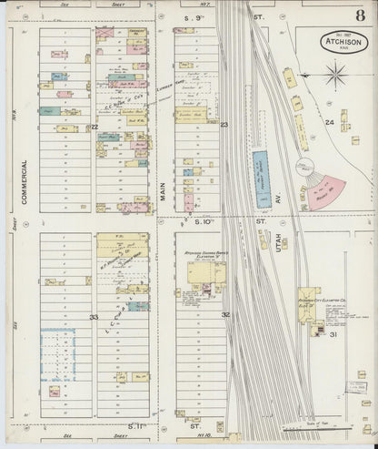 Sanborn Fire Insurance Map from Atchison, Atchison County, Kansas (1887), Sheet #0008 - Complete Map Set gallery image, historic Sanborn map, vintage wall art, Kansas Kansas