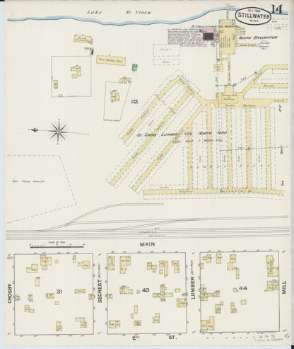 Sanborn Fire Insurance Map from Stillwater, Washington County, Minnesota (1888), Sheet #0014 - Historic Sanborn Fire Insurance Map Print, vintage old map wall art, antique decor, genealogy gift, Minnesota Minnesota map