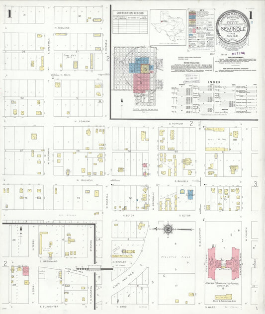Sanborn Fire Insurance Map from Seminole, Gaines County, Texas (1941), Sheet #0001 - Complete Map Set gallery image, historic Sanborn map, vintage wall art, Texas Texas