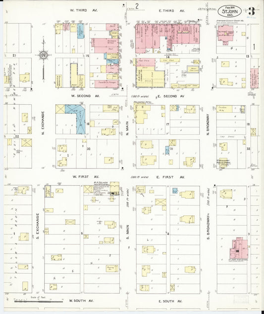 Sanborn Fire Insurance Map from Saint John, Stafford County, Kansas (1914), Sheet #0003 - Historic Sanborn Fire Insurance Map Print, vintage old map wall art, antique decor, genealogy gift, Kansas Kansas map