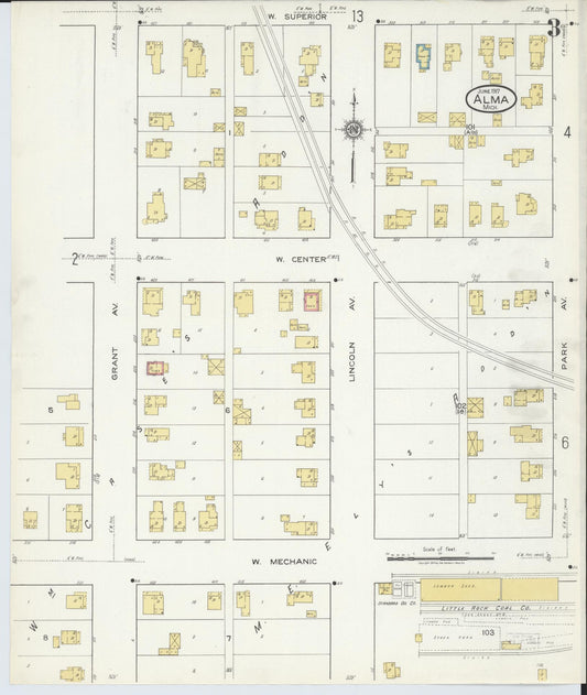 Sanborn Fire Insurance Map from Alma, Gratiot County, Michigan (1917), Sheet #0003 - Historic Sanborn Fire Insurance Map Print, vintage old map wall art, antique decor, genealogy gift, Michigan Michigan map
