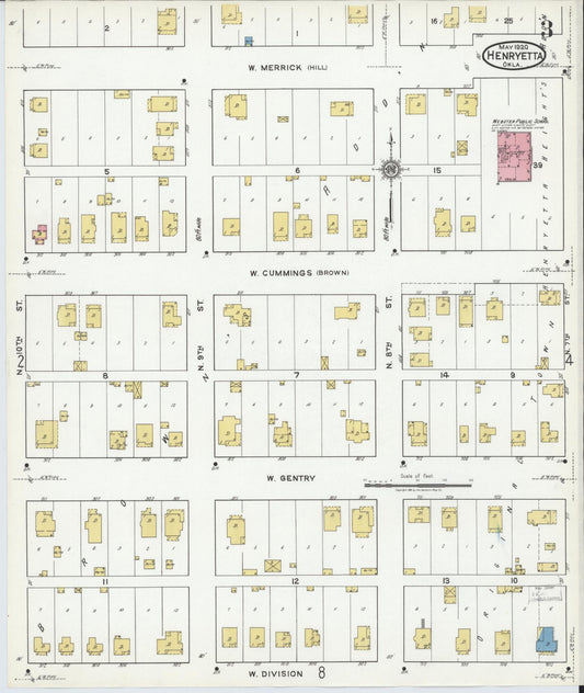 Sanborn Fire Insurance Map from Henryetta, Okmulgee County, Oklahoma (1920), Sheet #0003 - Historic Sanborn Fire Insurance Map Print, vintage old map wall art, antique decor, genealogy gift, Oklahoma Oklahoma map
