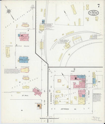 Sanborn Fire Insurance Map from Saint Peter, Nicollet County, Minnesota (1914), Sheet #0007 - Complete Map Set gallery image, historic Sanborn map, vintage wall art, Minnesota Minnesota