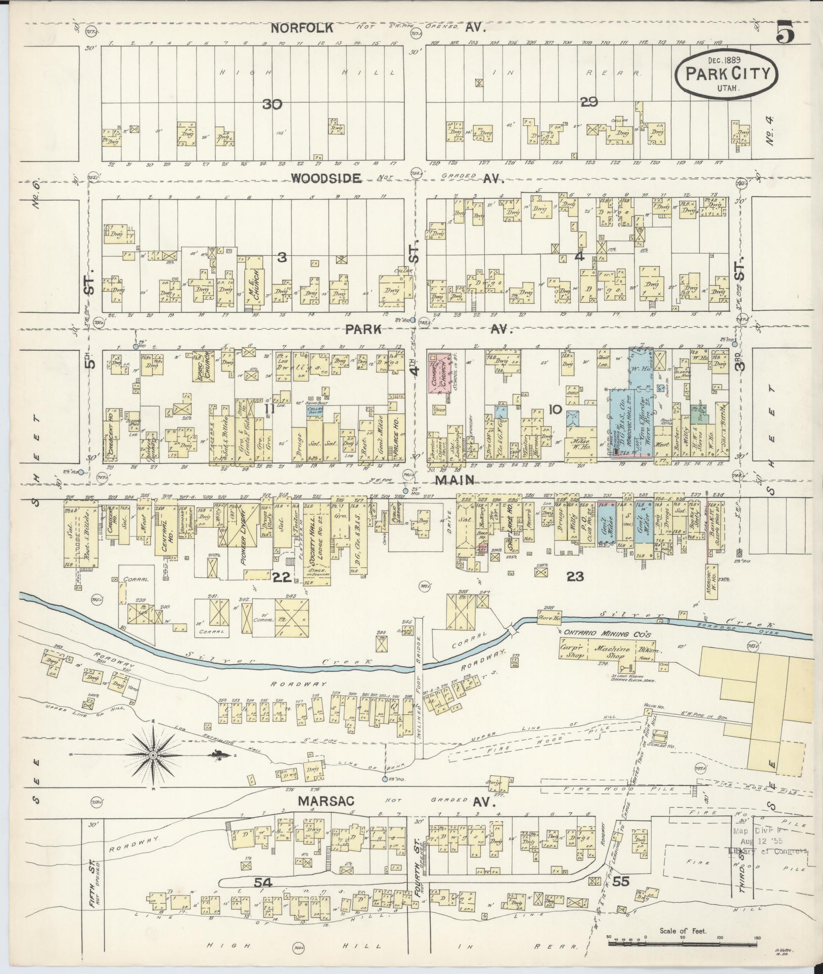 Sanborn Fire Insurance Map from Park City, Summit County, Utah (1889), Sheet #0005 - Complete Map Set gallery image, historic Sanborn map, vintage wall art, Utah Utah