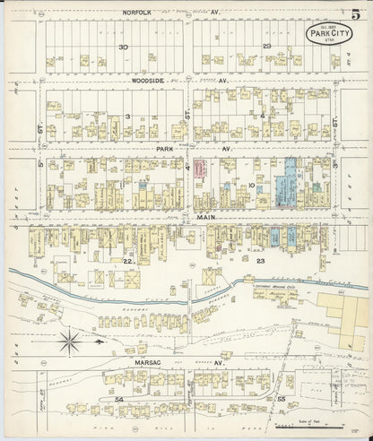 Sanborn Fire Insurance Map from Park City, Summit County, Utah (1889), Sheet #0005 - Complete Map Set gallery image, historic Sanborn map, vintage wall art, Utah Utah