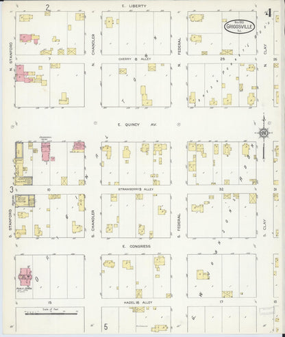 Sanborn Fire Insurance Map from Griggsville, Pike County, Illinois (1913), Sheet #0004 - Historic Sanborn Fire Insurance Map Print, vintage old map wall art, antique decor, genealogy gift, Illinois Illinois map