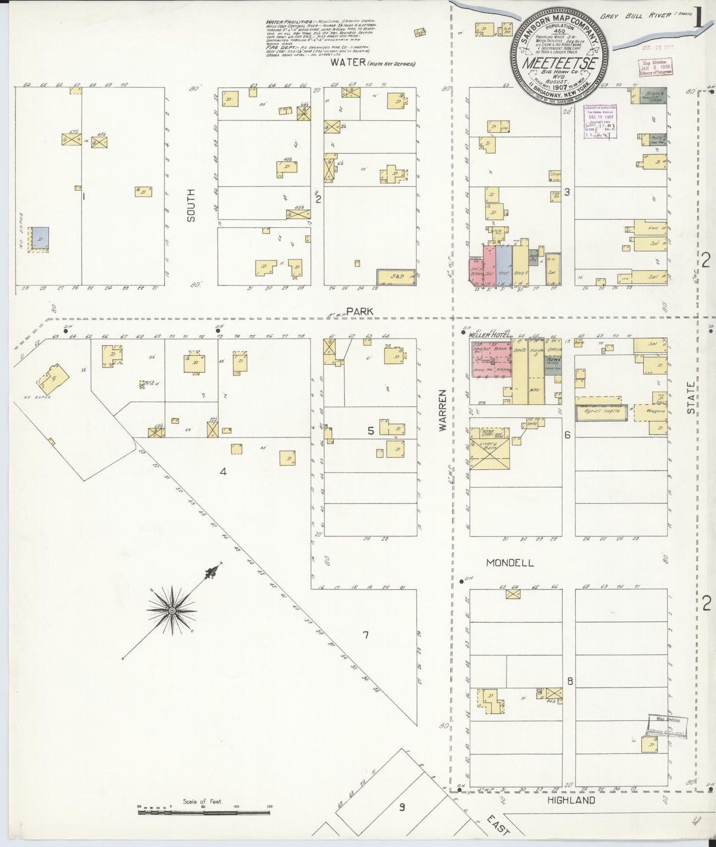 Sanborn Fire Insurance Map from Meeteetse, Park County, Wyoming. (1907) – Historic Sanborn Fire Insurance Map Print