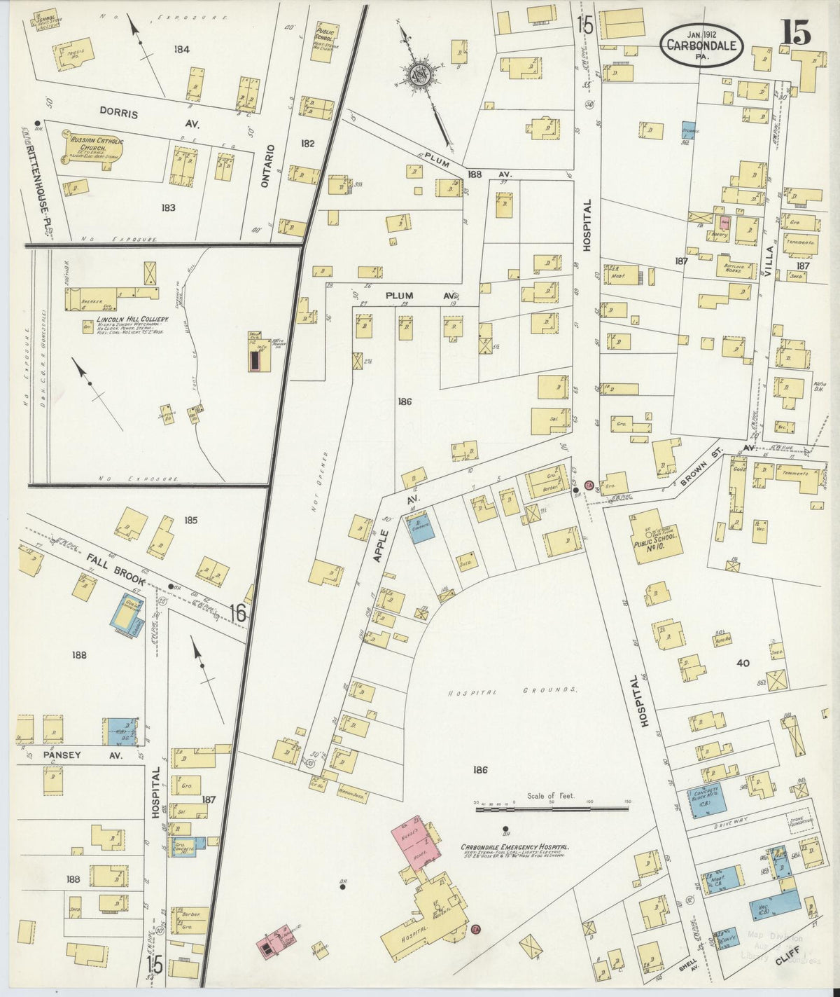 Sanborn Fire Insurance Map from Carbondale, Lackawanna County, Pennsylvania (1912), Sheet #0015 - Complete Map Set gallery image, historic Sanborn map, vintage wall art, Pennsylvania Pennsylvania