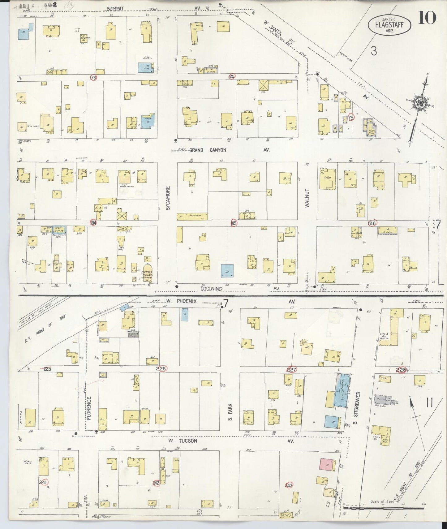 Sanborn Fire Insurance Map from Flagstaff, Coconino County, Arizona (1948), Sheet #0010 - Complete Map Set gallery image, historic Sanborn map, vintage wall art, Arizona Arizona