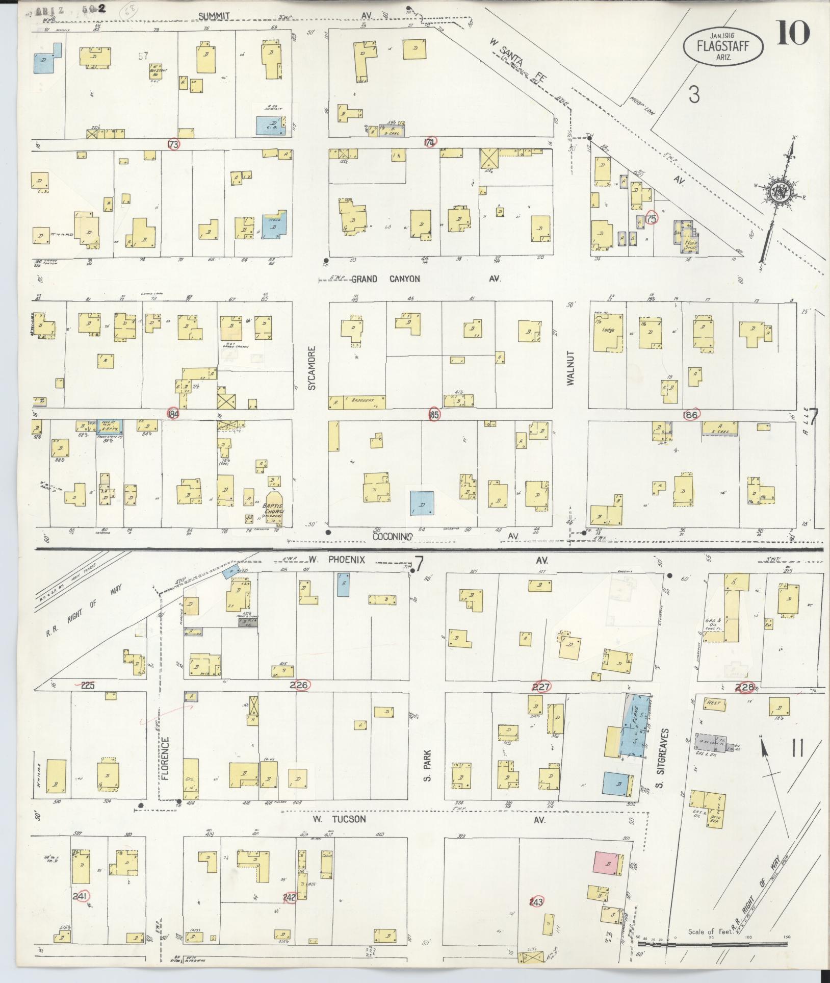 Sanborn Fire Insurance Map from Flagstaff, Coconino County, Arizona (1948), Sheet #0010 - Complete Map Set gallery image, historic Sanborn map, vintage wall art, Arizona Arizona