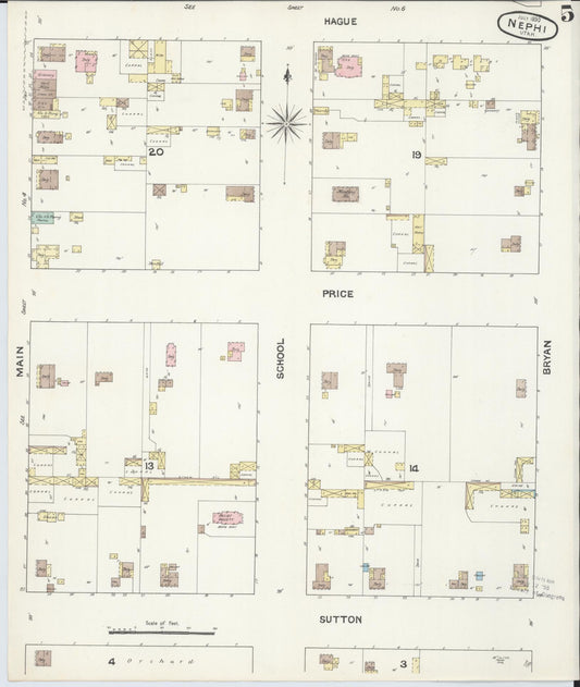 Sanborn Fire Insurance Map from Nephi, Juab County, Utah (1890), Sheet #0005 - Historic Sanborn Fire Insurance Map Print, vintage old map wall art, antique decor, genealogy gift, Utah Utah map