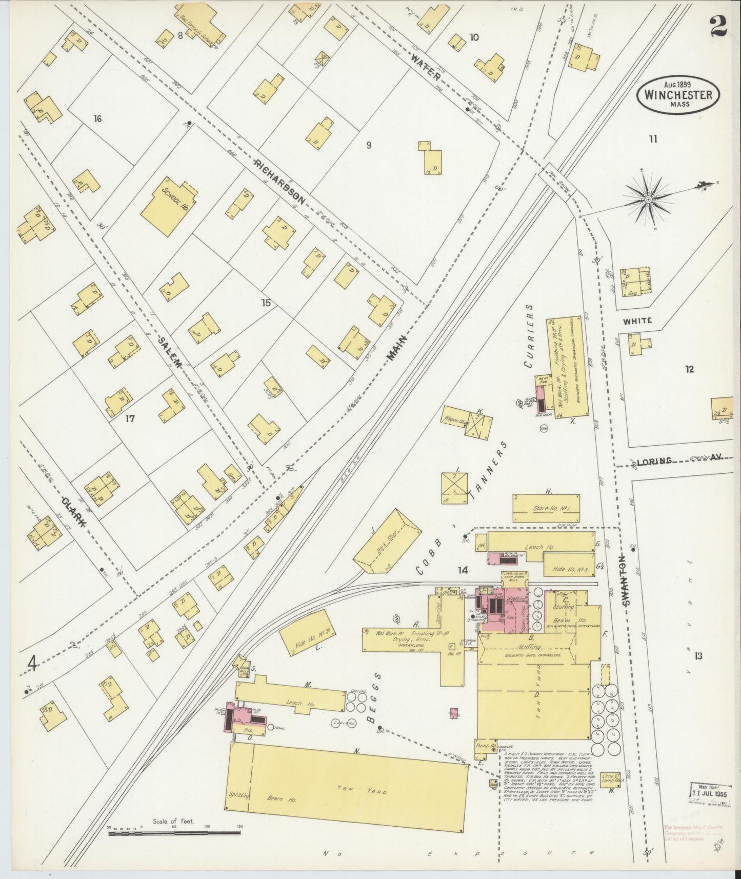 Sanborn Fire Insurance Map from Winchester, Middlesex County, Massachusetts (1899), Sheet #0002 - Complete Map Set gallery image, historic Sanborn map, vintage wall art, Massachusetts Massachusetts