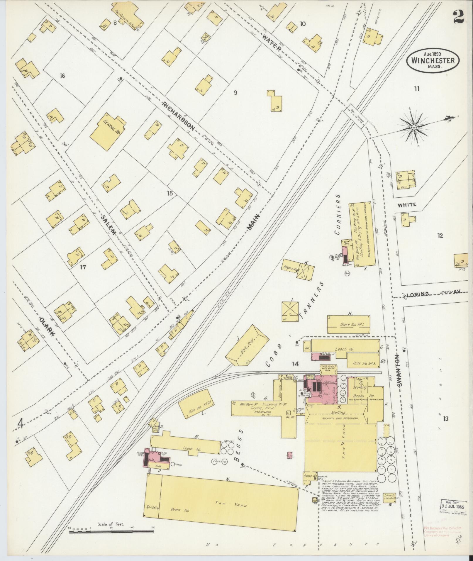 Sanborn Fire Insurance Map from Winchester, Middlesex County, Massachusetts (1899), Sheet #0002 - Complete Map Set gallery image, historic Sanborn map, vintage wall art, Massachusetts Massachusetts