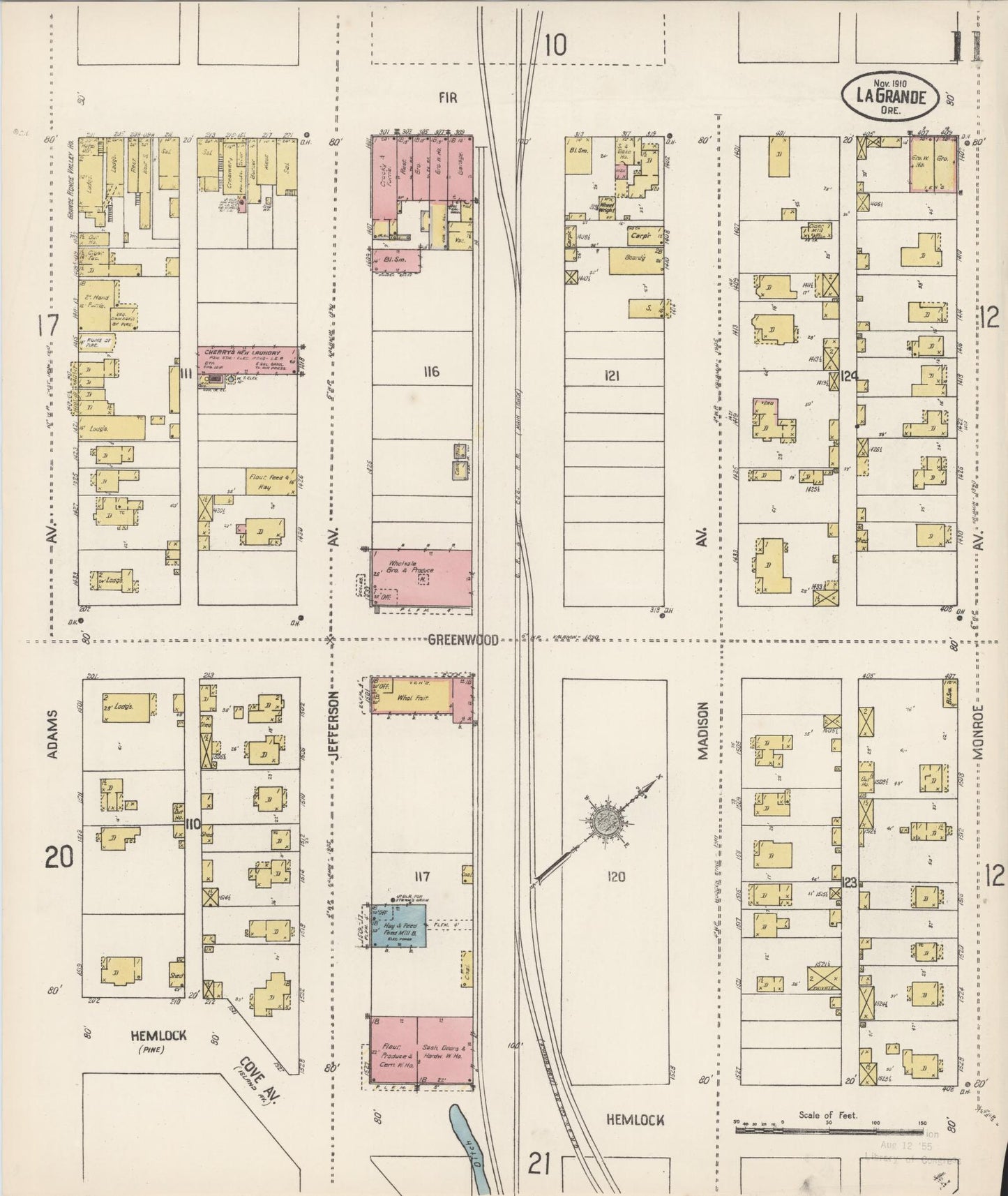Sanborn Fire Insurance Map from La Grande, Union County, Oregon (1910), Sheet #0011 - Complete Map Set gallery image, historic Sanborn map, vintage wall art, Oregon Oregon
