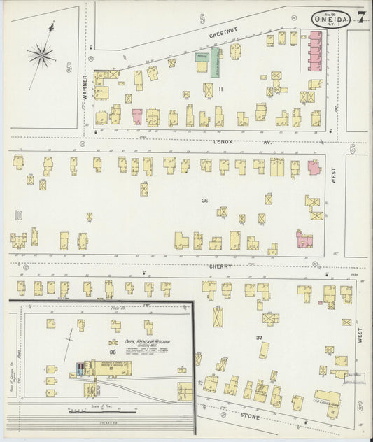 Sanborn Fire Insurance Map from Oneida, Madison County, New York (1895), Sheet #0007 - Historic Sanborn Fire Insurance Map Print, vintage old map wall art, antique decor, genealogy gift, New York New York map