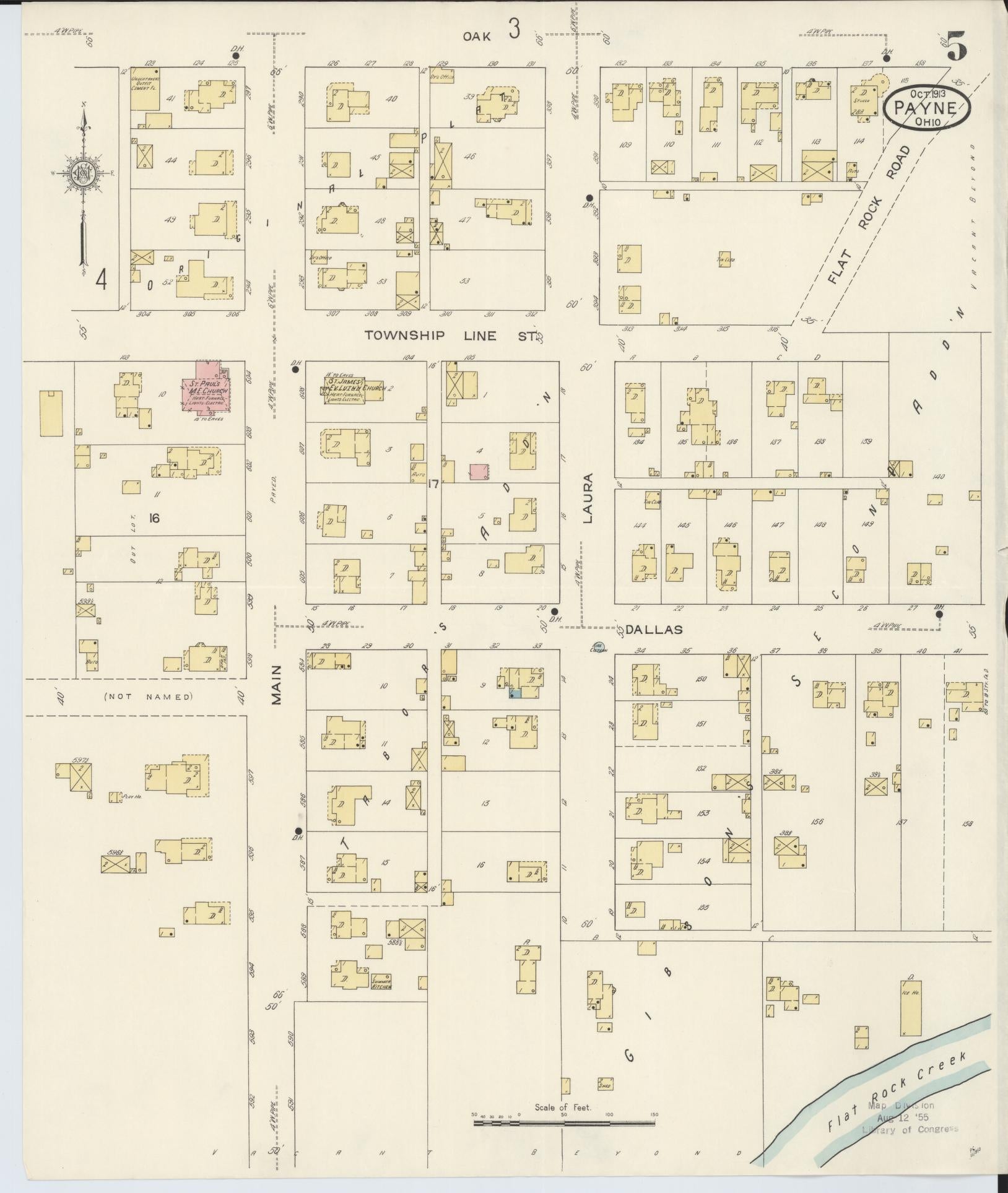 Sanborn Fire Insurance Map from Payne, Paulding County, Ohio (1913), Sheet #0005 - Complete Map Set gallery image, historic Sanborn map, vintage wall art, Ohio Ohio