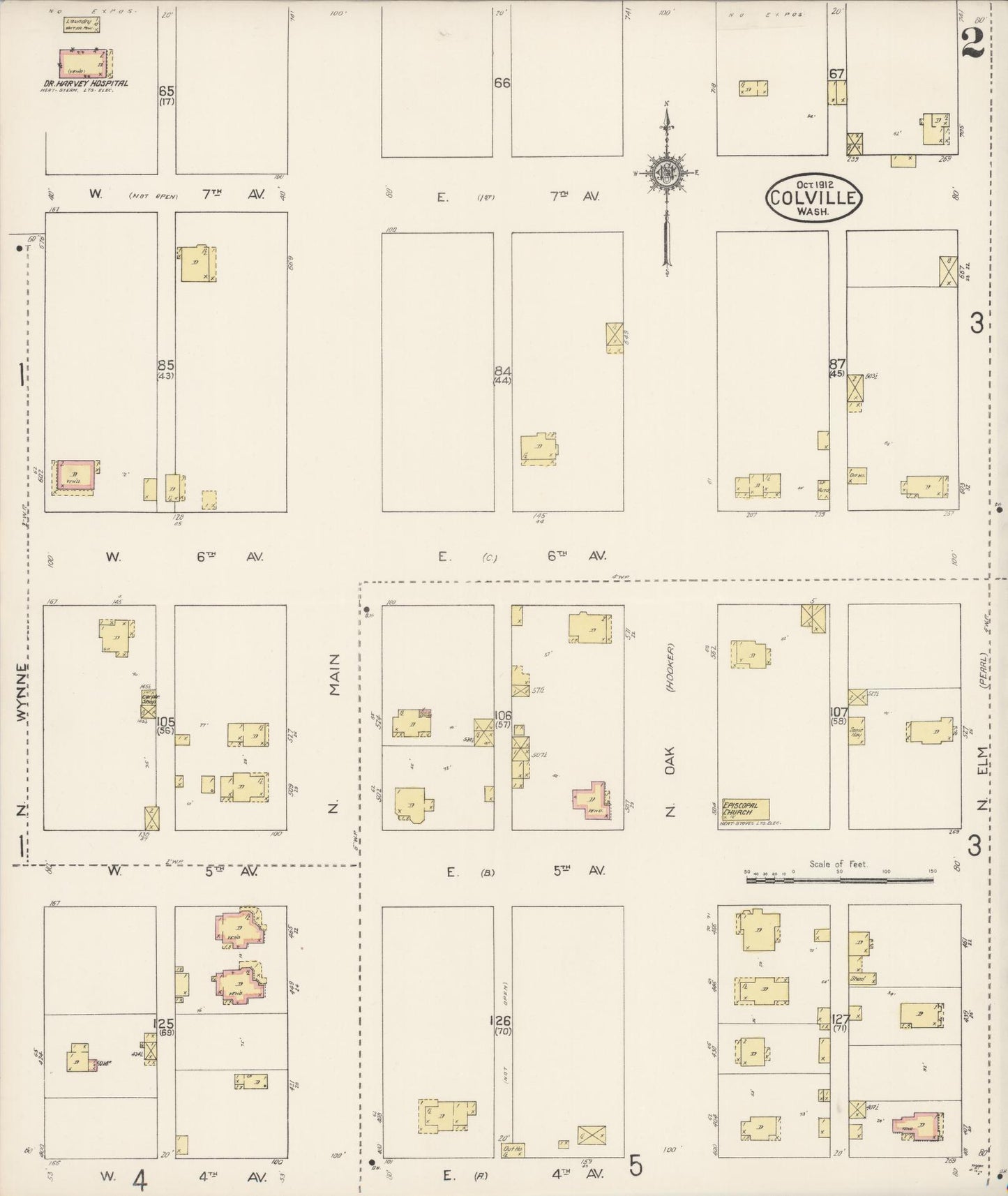 Sanborn Fire Insurance Map from Colville, Stevens County, Washington (1912), Sheet #0002 - Complete Map Set gallery image, historic Sanborn map, vintage wall art, Washington Washington