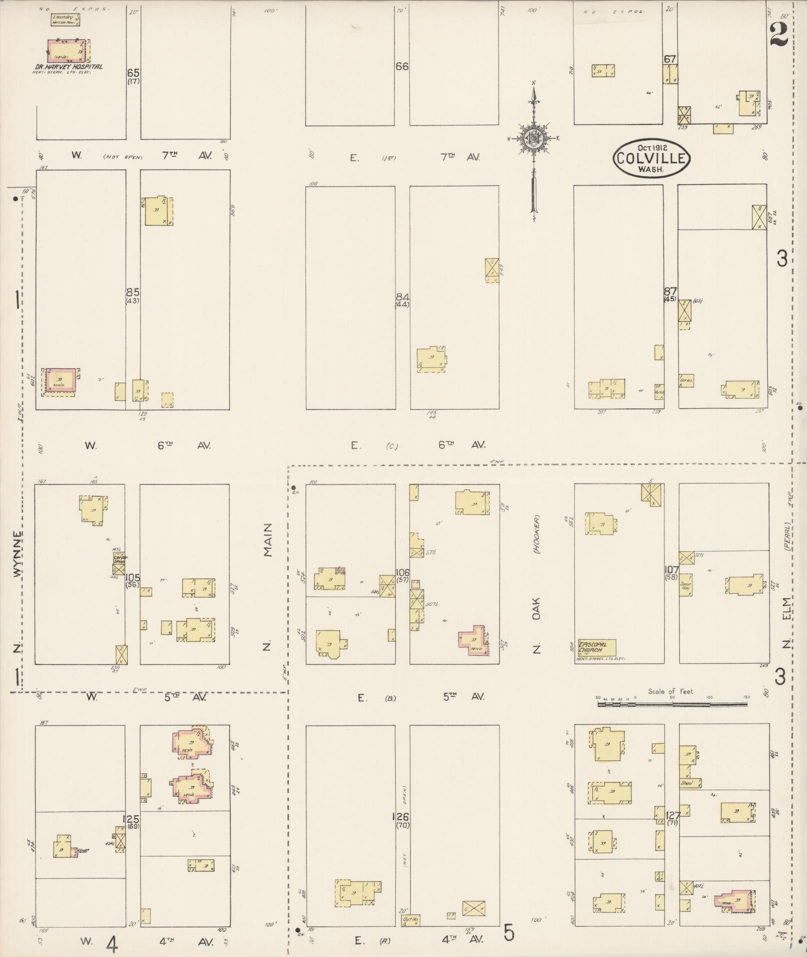 Sanborn Fire Insurance Map from Colville, Stevens County, Washington (1912), Sheet #0002 - Complete Map Set gallery image, historic Sanborn map, vintage wall art, Washington Washington